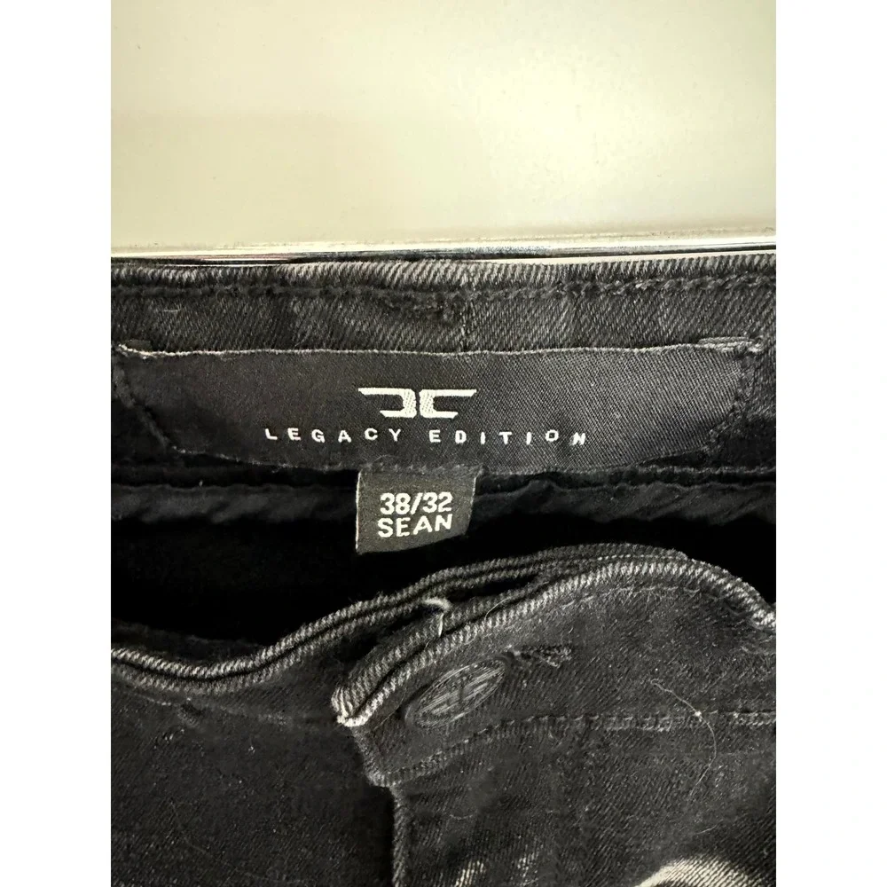 Jordan Craig Legacy Sean Black Distressed Paint Splatter Moto Jeans 38x32